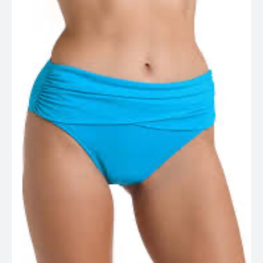 New La Blanca Island Goddess Mid-Waist Sash Band Bottom - Turquoise Size 6